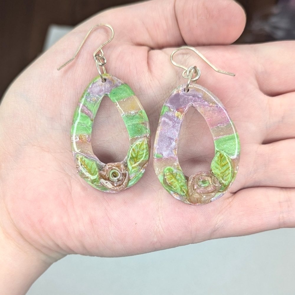 Patterned Rose Earrings